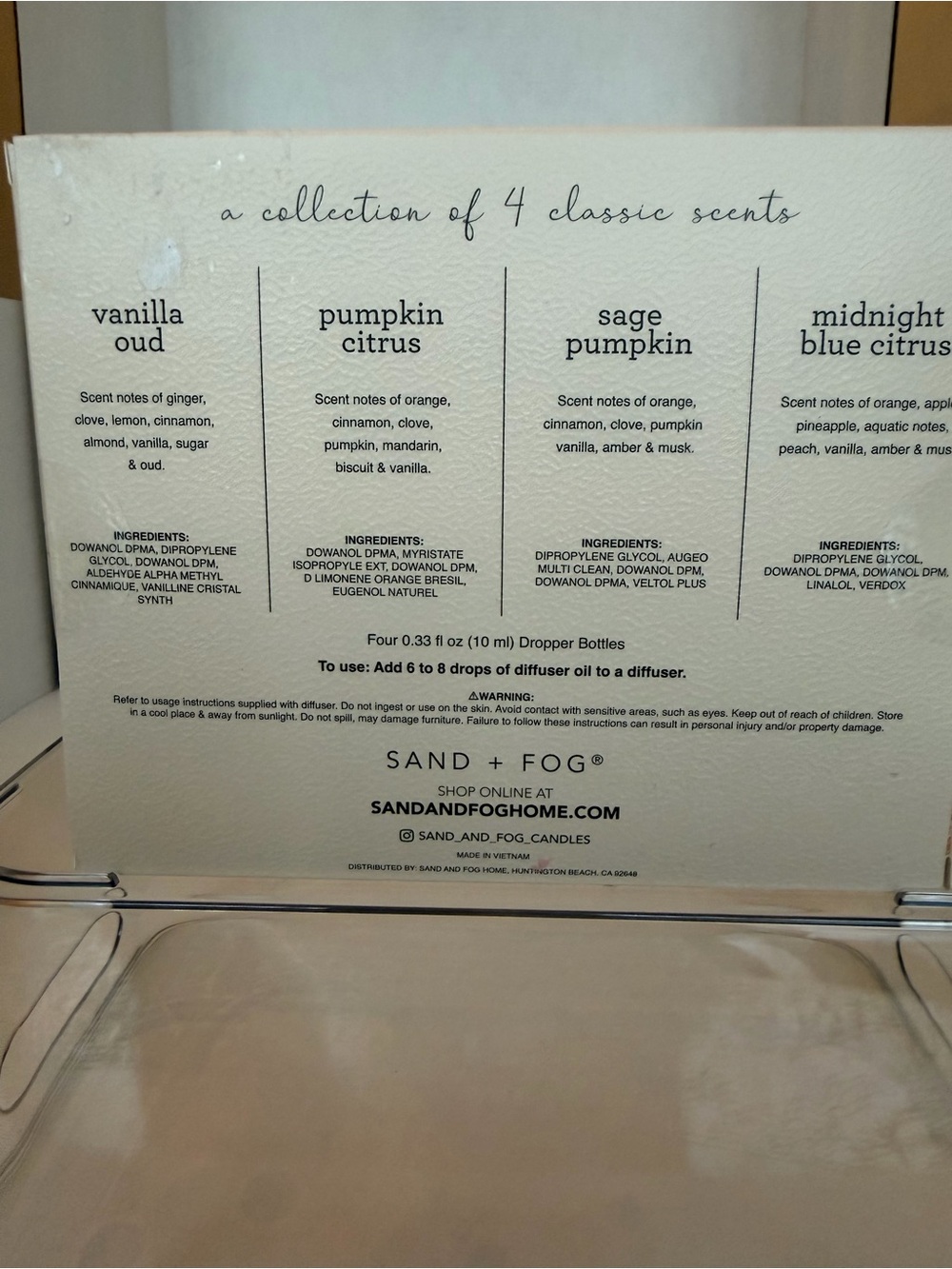 SAND + FOG Fall Pumpkin Citrus Scents Diffuser Oils Set NIB - Picture 5 of 5
